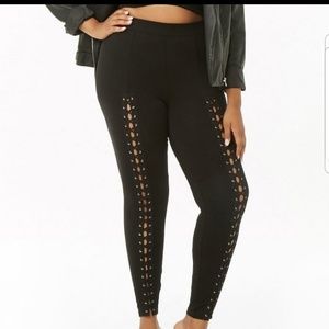 plus lace up leggings